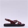 Wonders Horizon Toepost Cross Sandal - Dark Burgundy Leather